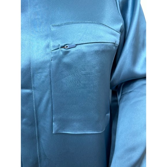 Adidas x Yohji Yamamoto Women’s Y-3 Tech Silk Shirt Blue XS Long Sleeves Collar - Picture 13 of 16